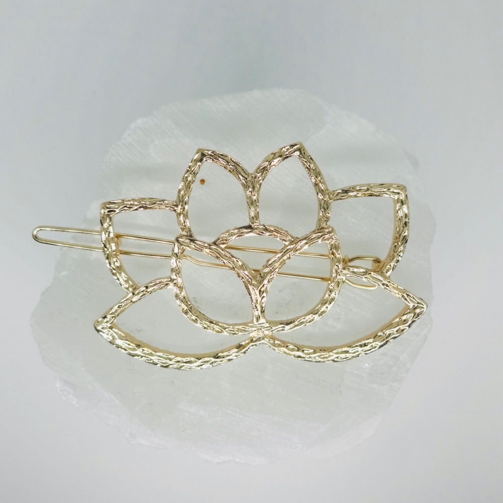 Lotus Gold Hair Barette - Picture 5 of 5